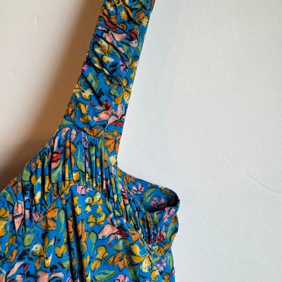 Zara Floral Midi Dress Feminine Flowy Spring Lightweight Small Blue Pink - Picture 6 of 13